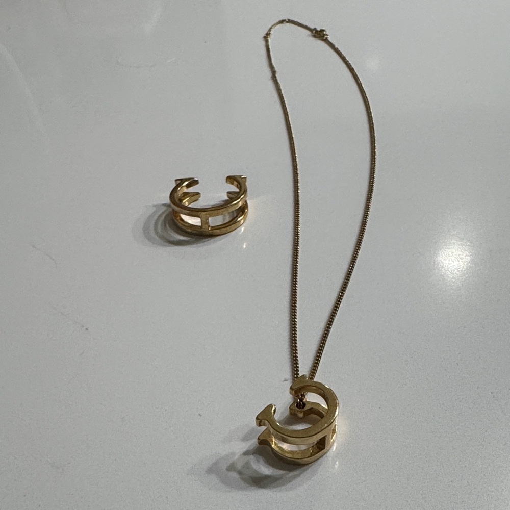 Carolina Herrera Gold Necklace and Ring Set